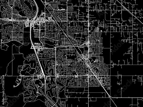 Vector road map of the city of Brentwood  California in the United States of America with white roads on a black background.