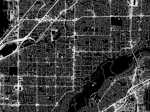 Vector road map of the city of Carmichael California in the United States of America with white roads on a black background.