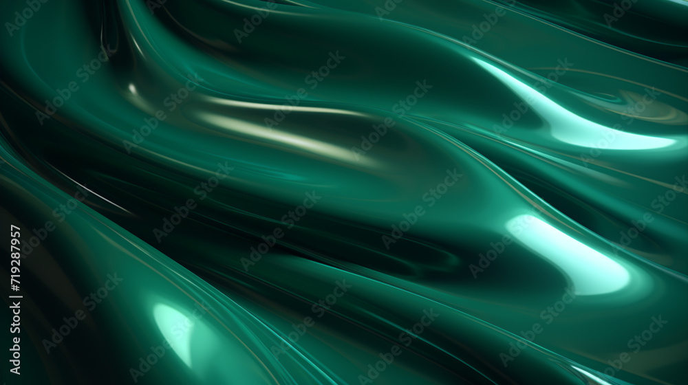 Obraz premium The close up of a glossy metal surface in cool blue and green colors with a soft focus.