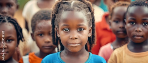 A Diverse Group Of African Children Symbolize Global Unity And Peace. Сoncept Global Unity, Peaceful Coexistence, African Children, Symbolic Photography, Diversity photo