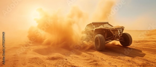 Adventurous Offroad Vehicle Conquers Sandy Desert With Highspeed Maneuvers. Сoncept Offroad Racing, Sand Dune Jumping, High-Speed Maneuvers, Desert Adventure, Adrenaline Rush