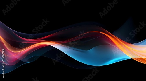 abstract dynamic neon multicolor energy flow wave curve lines against a sleek black background 
