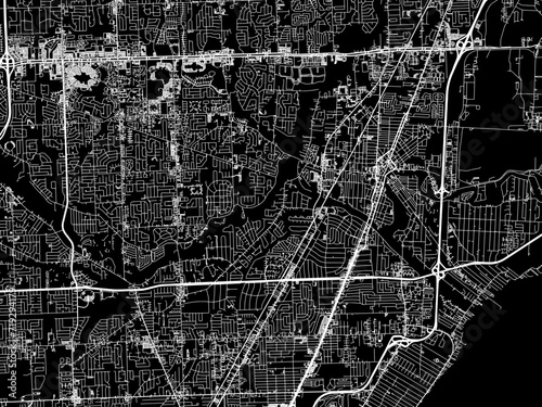 Vector road map of the city of Clinton Township  Michigan in the United States of America with white roads on a black background. photo