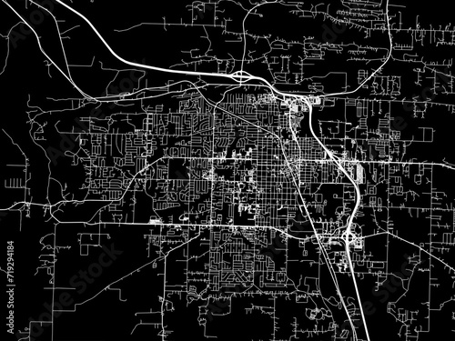 Vector road map of the city of Conway  Arkansas in the United States of America with white roads on a black background.
