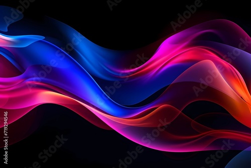 abstract dynamic neon multicolor energy flow wave curve lines against a sleek black background 