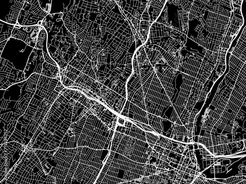 Vector road map of the city of East Orange  New jersey in the United States of America with white roads on a black background. photo