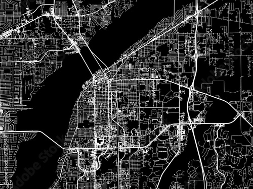 Vector road map of the city of Fort Myers  Florida in the United States of America with white roads on a black background.
