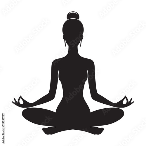 Inner Resonance: Meditative Silhouette of a Person Tapping into the Resonance of Inner Stillness - Meditation Vector - Relaxation Silhouette - Meditation Illustration 