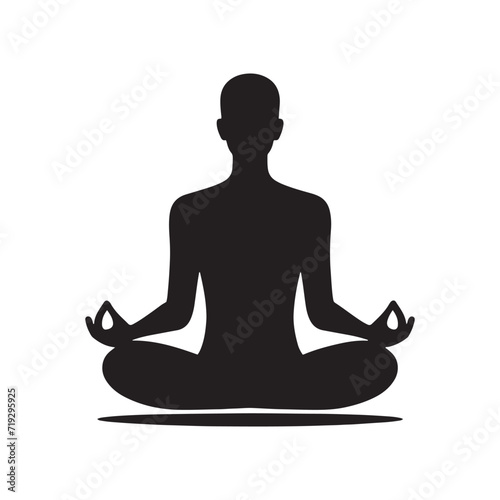 Serenity Within: Calming Silhouette of a Person Embracing Meditation for Inner Peace - Relaxation Silhouette - Meditation Illustration - Meditation Vector 