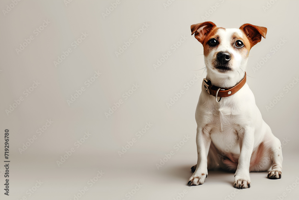 Beautiful dog. Minimalistic pets style isolated over light background