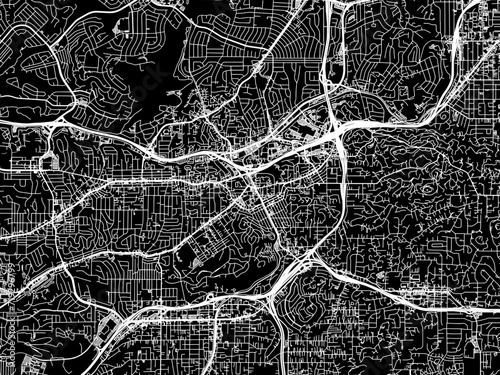 Vector road map of the city of La Mesa  California in the United States of America with white roads on a black background. photo