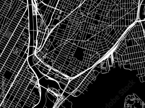 Vector road map of the city of Mott Haven  New York in the United States of America with white roads on a black background. photo