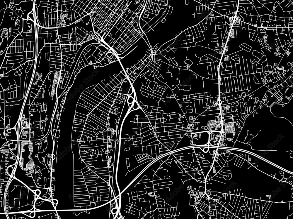 Vector road map of the city of North Chicopee  Massachusetts in the United States of America with white roads on a black background.