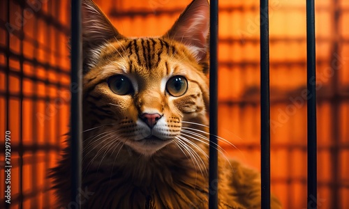 cat in a cage. Animals