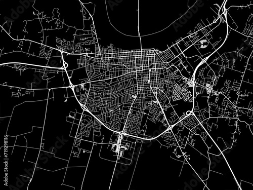 Vector road map of the city of Owensboro  Indiana in the United States of America with white roads on a black background.