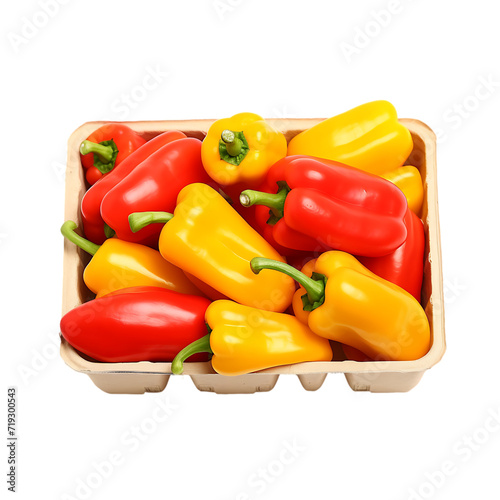 red and yellow peppers isolated on a transparent or white background, png 