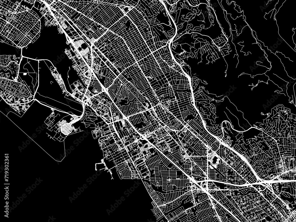 Vector road map of the city of San Leandro California in the United ...