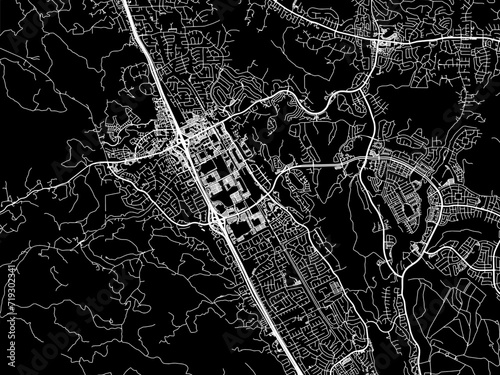 Vector road map of the city of San Ramon  California in the United States of America with white roads on a black background. photo