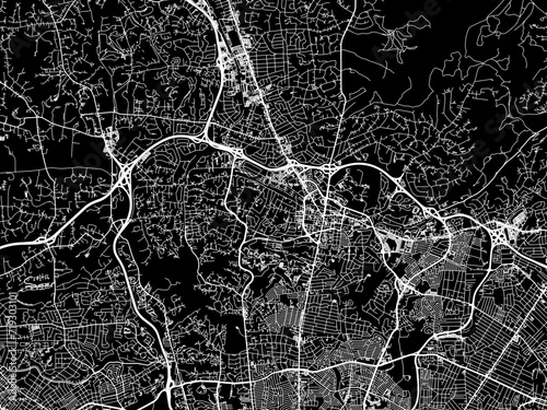 Vector road map of the city of Towson  Maryland in the United States of America with white roads on a black background. photo