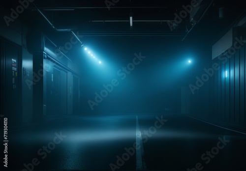 A dark empty street dark blue background