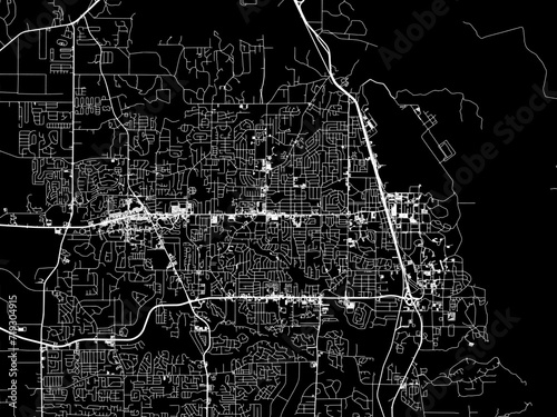 Vector road map of the city of Warner Robins  Georgia in the United States of America with white roads on a black background. photo