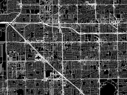 Vector road map of the city of Westminster  California in the United States of America with white roads on a black background.