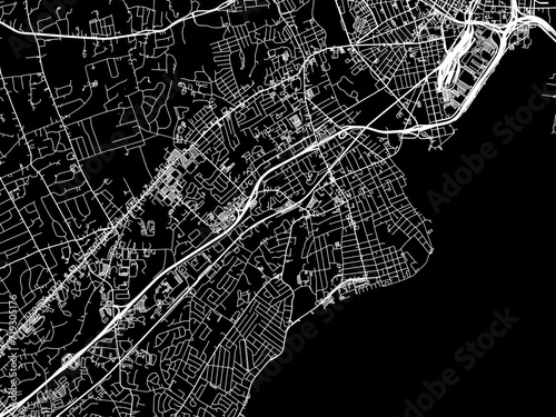 Vector road map of the city of West Haven  Connecticut in the United States of America with white roads on a black background.