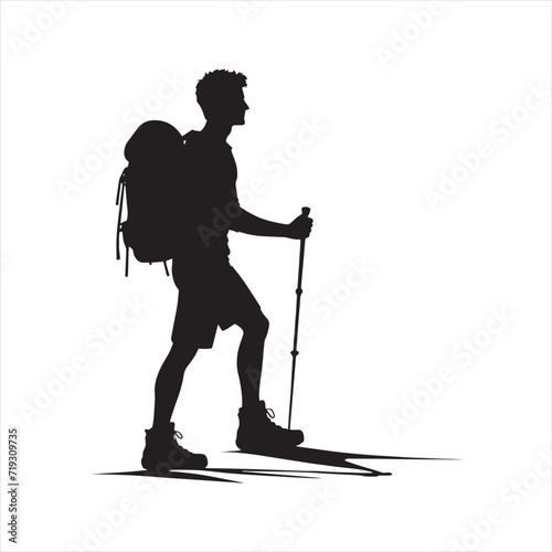 Wilderness Wanderers: Hiking Silhouette Array, Illustrating the Joy of Roaming Amidst Nature's Splendor - Hiking Illustration - Hiking Vector - Person Silhouette
