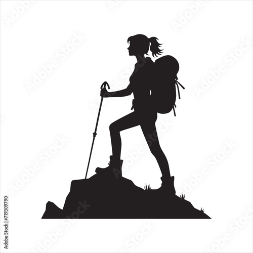 Footprints in the Wild: Hiking Silhouette Series, Telling Tales of Outdoor Exploration and Discovery - Hiking Illustration - Hiking Vector - Person Silhouette
