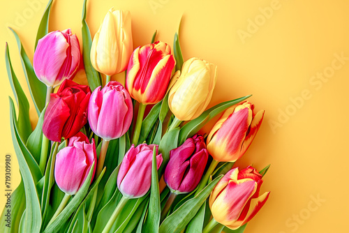 Flower Greeting Tulips Roses for Valentine's Day Mother's Day Beautiful Flower Bouquet Modern Graphic Concept Greeting Card Wallpaper Digital Art Magazine Background Poster