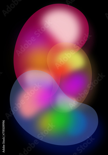 Abstract background for screen device. Brightly colored with shadows on a black background