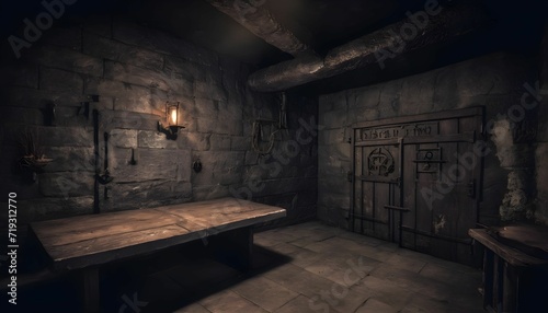 Underground old medieval dungeon jail cells  fantasy adventure tabletop role play game setting  dark and creepy rp table top background  hd created with generative ai