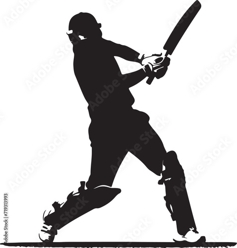 silhouette of a cricket player vector illustration