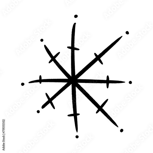Brush minimal grunge snowflake or star sparkle isolated on white background vector art