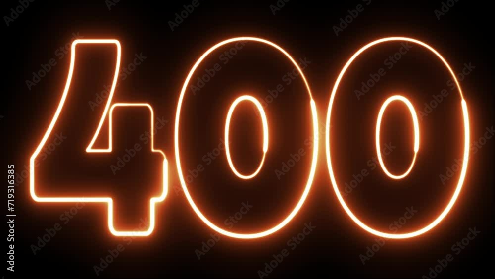 400 number text font with light. Luminous and shimmering haze inside ...