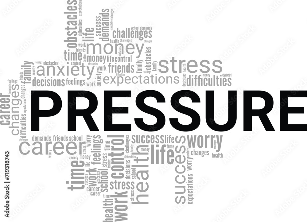 Pressure word cloud conceptual design isolated on white background. Pressure word cloud conceptual design isolated on white background.