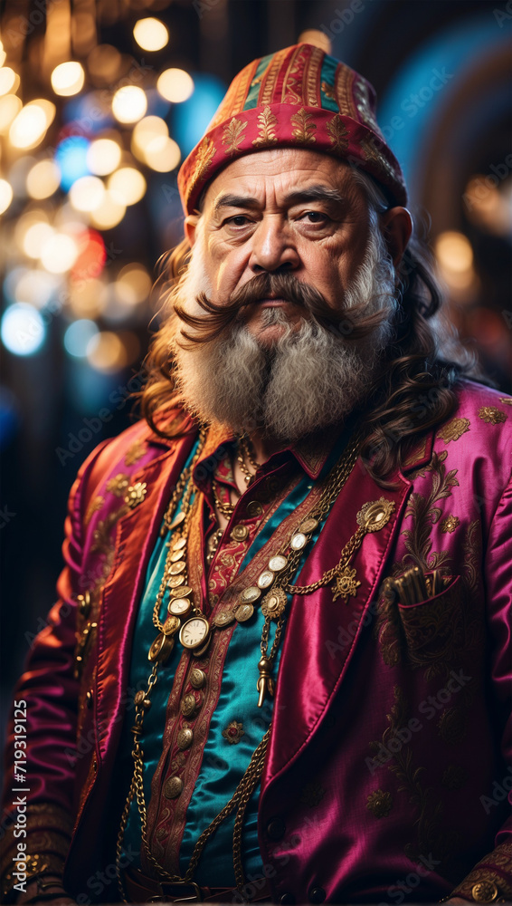 portrait of a man in a costume at carnival
