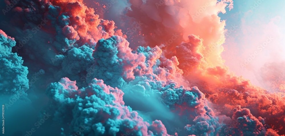 Ethereal gradients of soft coral and celestial teal, a tranquil dreamscape in code.