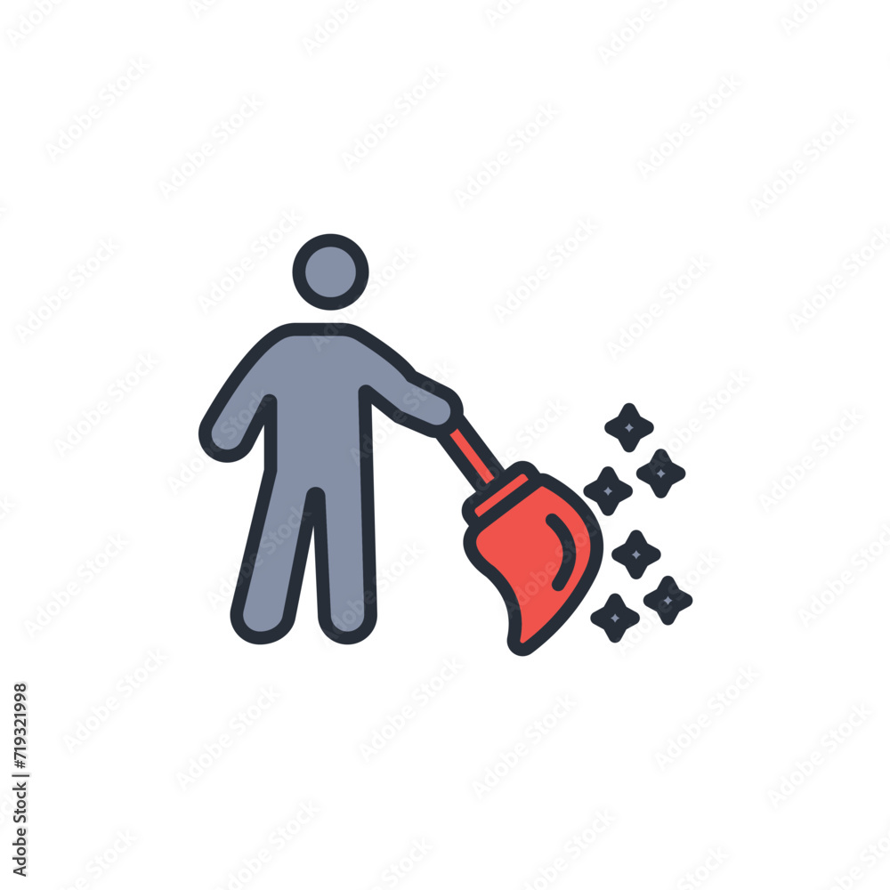 mop icon. vector.Editable stroke.linear style sign for use web design,logo.Symbol illustration. mop icon. vector.Editable stroke.linear style sign for use web design,logo.Symbol illustration.