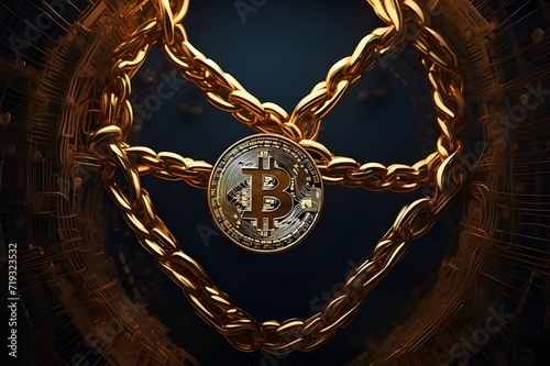 Cryptocurrency / Bitcoin on black background / the world crisis / electronic currency.