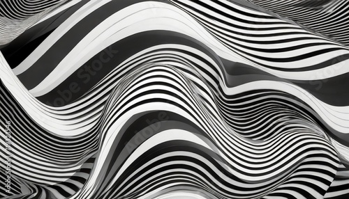 abstract warped background black and white wave pattern curved twisted shapes optical illusion illustration