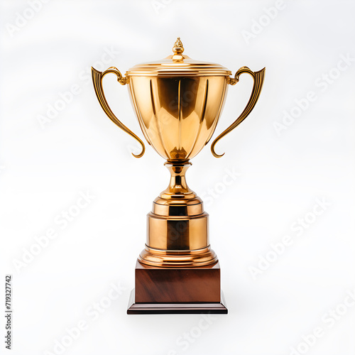 golden trophy on white background,Generative Ai

