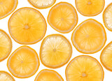 Slices of orange as background on white