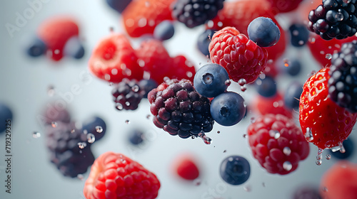  a cloud of fruits flying in