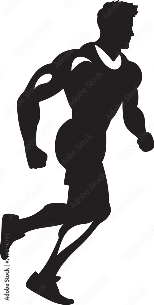 Energetic Black Vector of an AthleteAthletes Striking Black Vector Stance