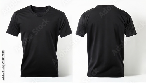 blank t shirt color black template front and back view on white background
