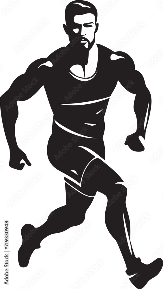 Graceful Athlete in Black Vector StyleStrong Black Vector Illustration of an Athlete