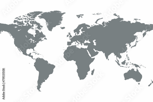 world map silhouette in grey isolated on white