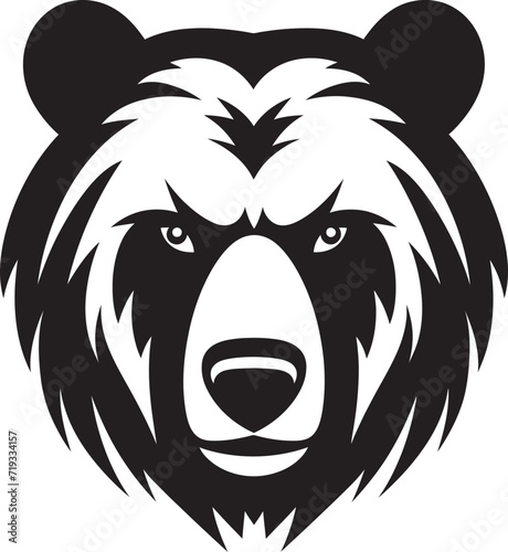 Rugged Monochrome Black Bear Vector GraphicVisually Striking Wild Bear Vector Art