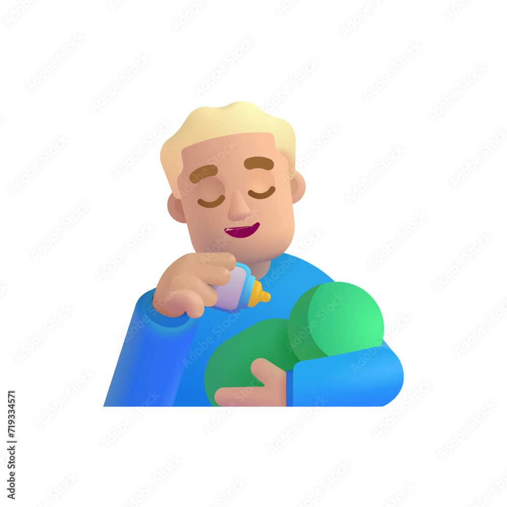 Man Feeding Baby: Medium-Light Skin Tone Man Feeding Baby: Medium-Light Skin Tone